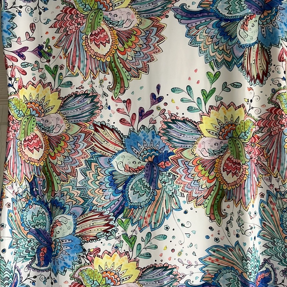 Jean-Pierre Klifa Paris Paisley Paisley Cap sleeve Dress Tropical sz M Vacation - Picture 3 of 5